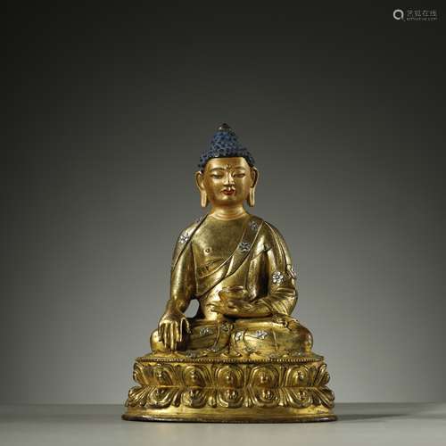 QING DYNASTY,GILT-BRONZE BUDDHA STATUE