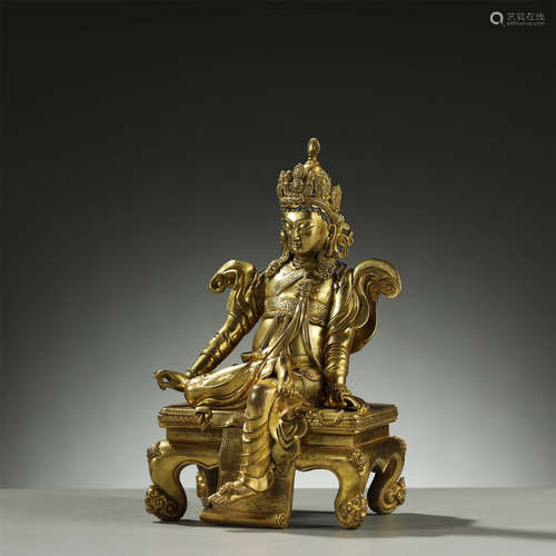 QING DYNASTY,GILT-BRONZE BUDDHA STATUE