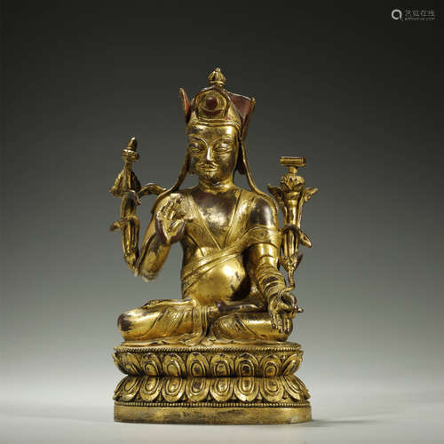 QING DYNASTY,GILT-BRONZE BUDDHA STATUE