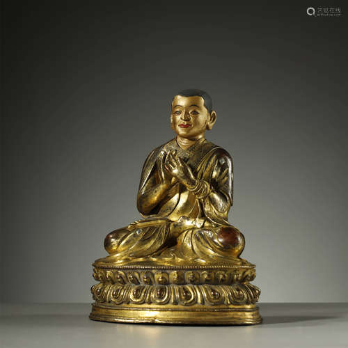 QING DYNASTY,GILT-BRONZE BUDDHA STATUE