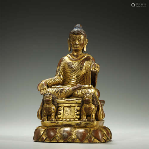 OLD TIBETAN GILT-BRONZE BUDDHA STATUE