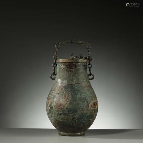 A FINE BRONZE WINE VESSEL,WARRING STATES PERIOD OF CHINA