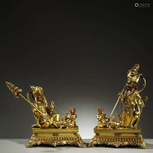 CHINESE QING DYNASTY,A GROUP OF GILT-BRONZE BUDDHA STATUE