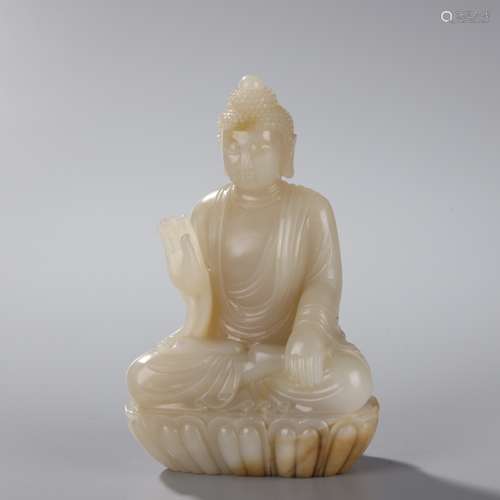 QING DYNASTY,HETIAN JADE BUDDHA STATUE