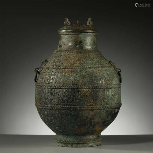 A RARE BRONZE WINE VESSEL,WARRING STATES PERIOD OF CHINA