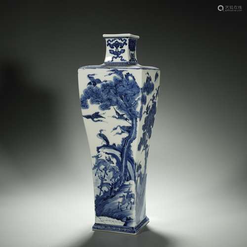 QING DYNASTY,BLUE AND WHITE GLAZED VASE