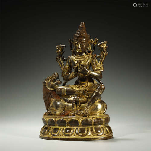 QING DYNASTY,GILT-BRONZE BUDDHA STATUE