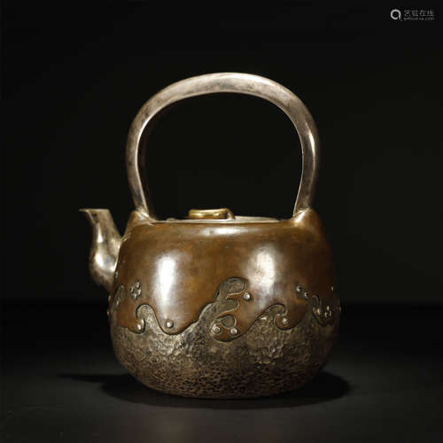 QING DYNASTY,SILVER TEA POT