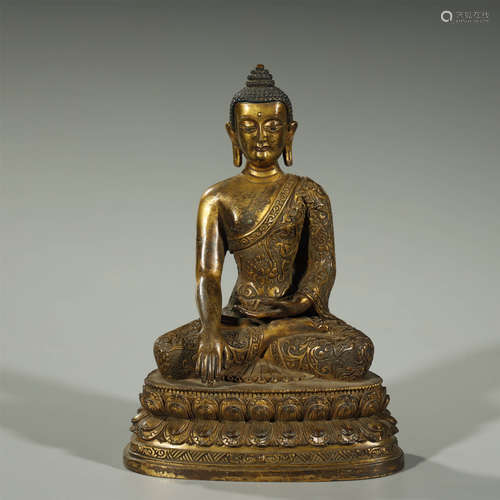 QING DYNASTY,GILT-BRONZE BUDDHA STATUE