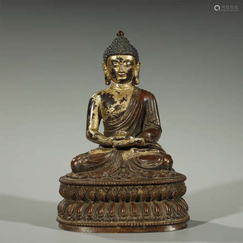 QING DYNASTY,GILT-BRONZE BUDDHA STATUE