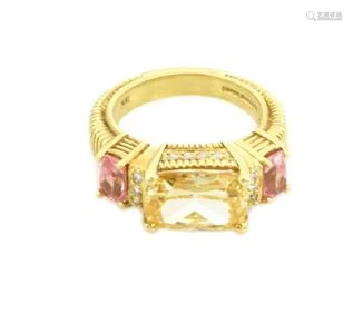 Judith Ripka Diamond Canary Crystal Pink Topaz 18k