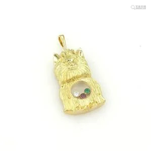 Chopard Diamond & Gems 18k Yellow Gold Ihasa Apso Dog