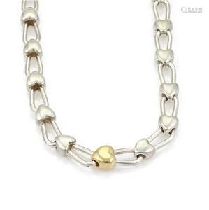 Tiffany & Co. Sterling Silver 18k Yellow Gold Heart