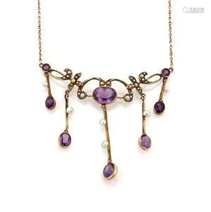 Victorian 4ct Amethyst & Seed Pearl 14k Rose Gold