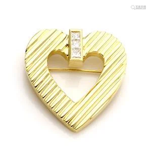 Tiffany & Co. Diamond 18k Yellow Gold Fluted Heart