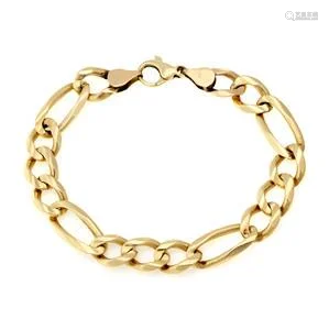 Men's 14k Yellow Gold Filgaro Link Chain Bracelet 9'