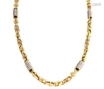 14k Two Tone Gold Fancy Mariner Link Necklace 24