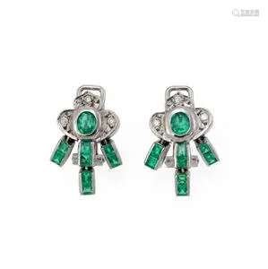 2.12ct Emerald Diamond 18k White Gold Post Clip