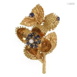 Tiffany & Co. Diamond Sapphire 18k Gold Floral Movable