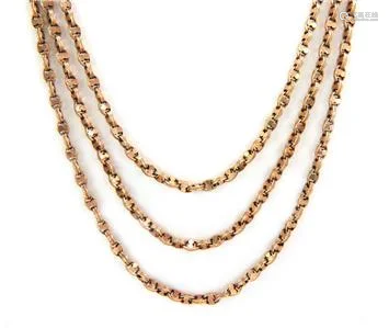 Vintage 15k Rose Gold 4mm Wide Fancy Link Long Chain