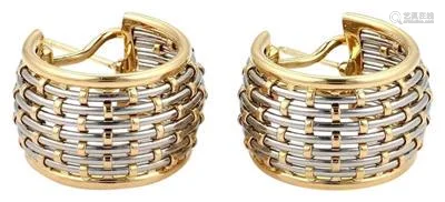 Cartier 18k Yellow Gold Steel Wide Basket Wire Weave