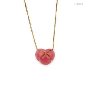 Tiffany & Co Rhodochrosite Heart Crossover Pendant 18k