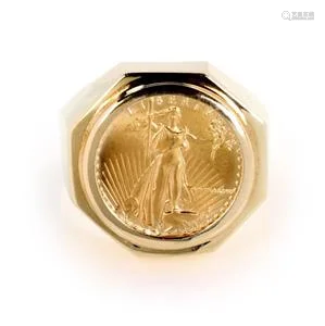 Estate 22k Gold 5 Dollar Liberty Coin 14k Yellow Gold