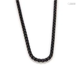 David Yurman Black Sterling Silver Long Box Link Chain