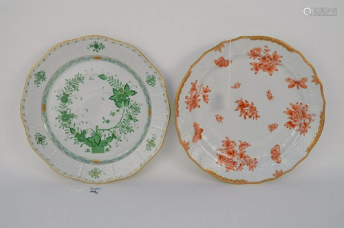 TWO HEREND PORCELAIN PLATTERS IN RUST & GREEN - Herend,