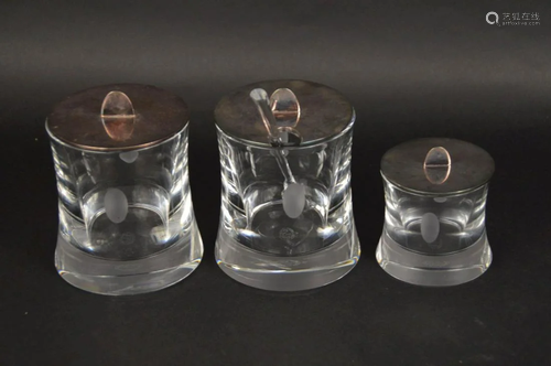 3 BACCARAT CRYSTAL TRANQUILITY CONDIMENT SERVERS: