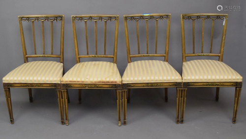 4 Vintage Painted Side Chairs 36 x 20 x 20 inches