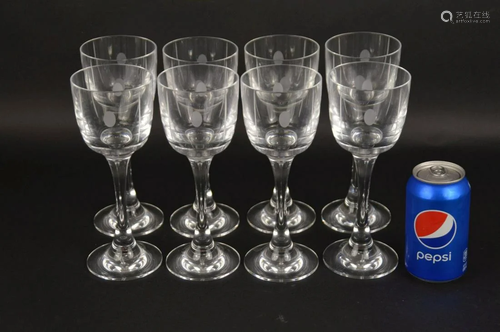 8 BACCARAT CRYSTAL TRANQUILITY WINE STEMS. Condition: