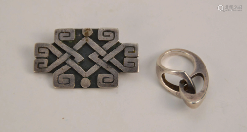 Sterling silver Scandinavian Ring & Brooch. 18.4