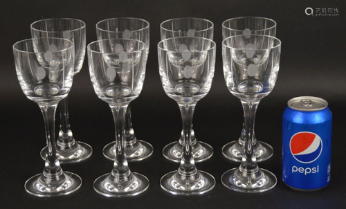 8 TALL BACCARAT CRYSTAL TRANQUILITY WINE STEMS.