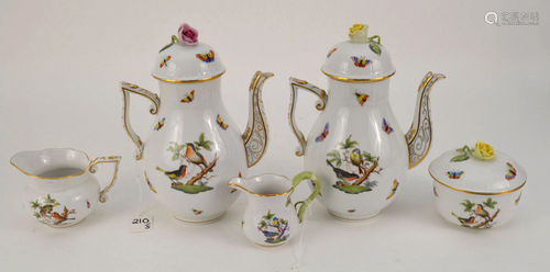 5PCS HEREND ROTHSCHILD BIRD PORCELAIN - Includes: two