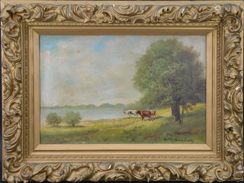 Signed Wm. Sontag. 19th Century Landscape oil on