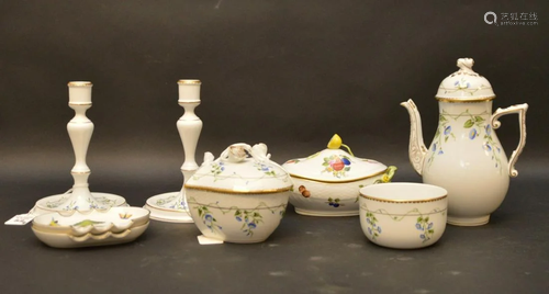 EIGHT HEREND PORCELAIN ARTICLES - Herend, Hungary.