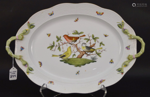 HEREND PORCELAIN ROTHSCHILD BIRD SERVING PLATTER -