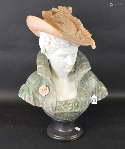 CONTINENTAL TRI-COLOR MARBLE BUST OF WOMAN - Marble