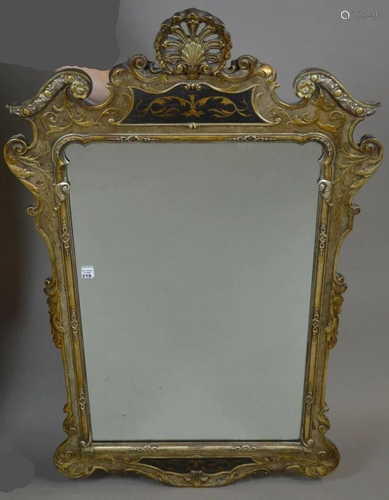 Rococo Style Painted and Giltwood Wall Mirror, nicely