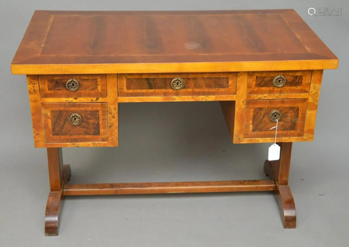 Antique 5 drawer burlwood desk. 44 x 25 x 30 inches