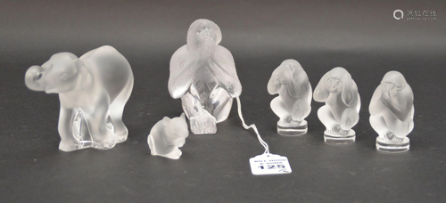 SIX LALIQUE CRYSTAL ANIMAL FIGURES - Lalique France