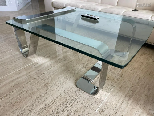 Mid-Century Modern Chrome & Glass Coffee Table 31