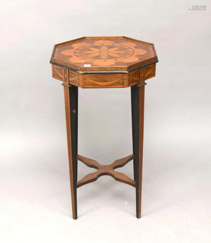 Hexagon shaped inlaid table, 31 tall x 18 wide - inches