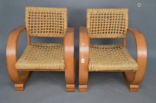 Audoux Minet for Vibo Pair of rope chairs in good