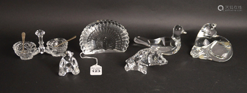 6 Baccarat Figurines. 1 Wild Boar 2.5