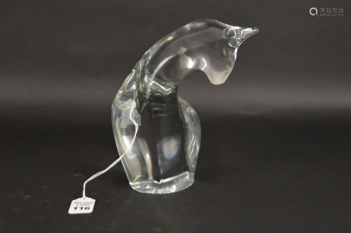 DAUM LARGE CLEAR CRYSTAL CAT FIGURE - Daum France clear