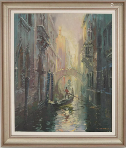 Italian School oil on canvas signed illegibly, Venice