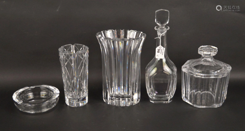 5 pieces of assorted Orrefors, decanter, humidor,