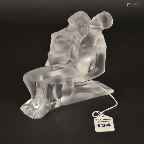 LALIQUE CRYSTAL NUDE DANCING COUPLE FIGURE - Lalique